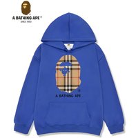 Bathing APE BAPE BAPE&BURBERRY Collaboration Striped Grid Ape Head Pattern Letter Logo Printed Hoodie
