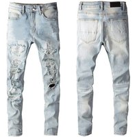 Vintage Distressed Denim Jeans Relaxed Fit Straight Leg Baggy Pants Washed & Ripped Details