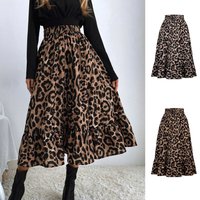 Women's Sexy Leopard-print High-waisted Skirt Full Skirt