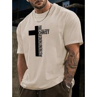 Spring Summer Fashion Short Sleeve T shirt 100% Cotton Cross Letter Pattern Printed Casual Slim Fit Versatile Top