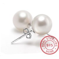 Voghion Deal Enjoy 23% Off QSZB Sterling Silver Pearl Button Stud Earrings