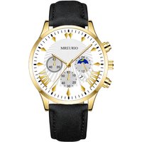 Men's Watch Men's Watch Fashion Watch Three-eye Six-pin Business Calendar Moon Quartz Watch Belt Men's