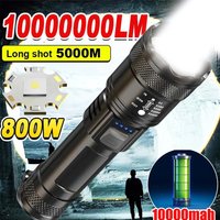 High Strong Power LED Flashlights 2000LM Tactical Torch Display Light USB Charging Camping Fishing Emergency Zoom Lantern