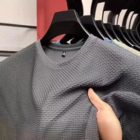 Clothing Short Sleeved T Shirt Summer Ice Silk Cool Nylon Elastic Quick Drying Light Luxury Dark Pattern Jacquard T Round Neck T Shirt