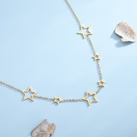 Minimalist Star Necklace Geometric Pendant Choker Stainless Steel Jewelry Silver Gold Rose Gold