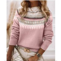 Women's Clothing pattern printing women's round neck soft feel sweater casual jacket knitted sweater sweater fashion