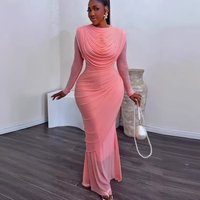 Elegant Mermaid Tail Dress Slim Fit Long Sleeve round Neck Bodycon Fashion Summer Staple