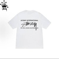 Stussy Letter Spelling Printed Cylindrical Short Sleeved T shirt Made Pure Cotton Fabric