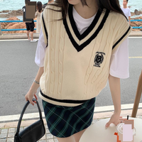 Clothing Version College Style V Neck Knitted Vest Loose Versatile Layered Sweater Vest