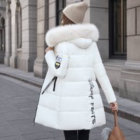 Women's Clothing New Women's Mid-Length Slim-Fit Padded Jacket With Large Fur Collar