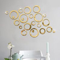 24 Acrylic 3D Stereo DIY Mirror Round Circle Wall Stickers Bedroom Room Decoration