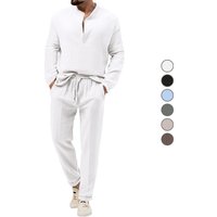 Men's Clothing Spring And Autumn Solid Color Casual T Shirt Long Sleeved Shirt Trousers Suit