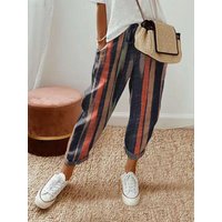printed cotton linen casual pants