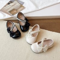Princess Leather Shoes Soft Sole Fashionable Loafers Pearl Embellished Spring Style Footwear