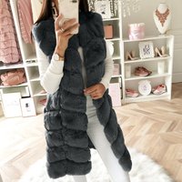 Imitation Fur Long Waistcoat Padded Padded Long Plush Waistcoat