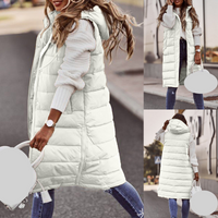 Clothing solid hooded single breasted mid length cotton vest slim fitting cardigan jacket top