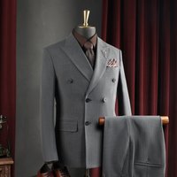 "Men's Premium Double-Breasted Suit Set In Coffee Brown - Versatile Formal & Wedding Groomsmen Outfit With Relaxed Fit"