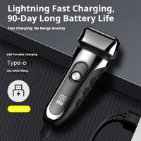 Electric Shaver Rechargeable 2 Blade Rotary Shaver Floating Head IPX7 Waterproof LED Display 90 Min Runtime Ultra Quiet