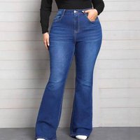 Vintage Washed Mid Rise Flare Jeans For Women - Classic Blue Denim With Comfort Stretch - Retro 70s Style Bootcut Pants