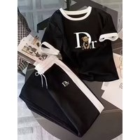 Trendy Clothing Set Contrast Loose Fit Casual Outfit Long Sleeve Top Pants