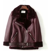 Fashion Three Loose Waist Long Leather Coat