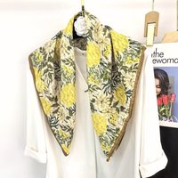 Artistic Fresh Floral Patterned Small Square Multifunctional Decorative Silk Fashionable Neck Scarf Sun Protection