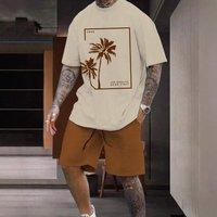 Clothing Casual Vacation Summer Short Sleeved Shorts Suit Coconut Tree Print