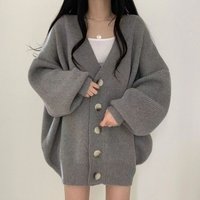 Oversized V Neck Cardigan Chunky Knit Sweater Coat Loose Fit Longline Open Front Soft Faux Cashmere Casual Boho Chic Outerwear