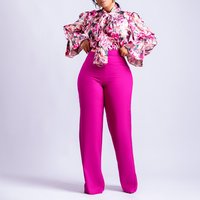 Clothing autumn winter loose large casual printed long sleeved shirts wide leg pants cross border two piece set