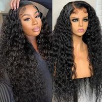 250 Density Water Wave Curly Wig 13x4 4x4 HD Transparent Lace Frontal Wig Curly Human Hair Wig Brazilian 5x5 Lace Closure Wig