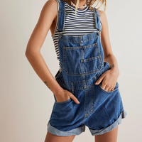 Clothing Loose Pocket Suspender Jeans