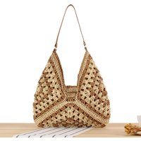 Hand-woven Soft Large Straw Shoulder Bag Boho Straw Handle Tote Retro Summer Beach Bag Rattan Handbag