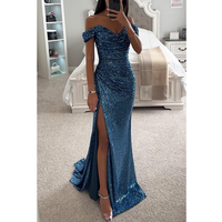 Clothing Hot Selling Clothing Independent Station Polyester Sexy Fine Flash Slit Ball Gown Sequin Dress Product