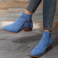 women's new women's boots pointed side zipper thick heel ladies leather boots large size fashion boots