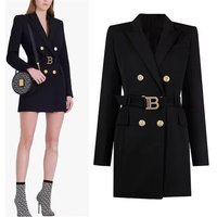 Clothing Spring Autumn Plaid Korean Style Belted Long Sleeve Slim Fit Elegant Commuter Suit Dress Fashionable