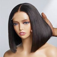 4*4 Closure Wig Transparent Lace12A Vietnam Double Drawn Bone Straight Bob Human Hair Wigs