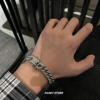 Jewelry Cuban Bracelet Electroplated Full Diamond Zinc Alloy Hip Hop Men Hand Accessories