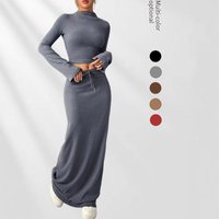 Elegant Women's Long Sleeve Top & High-Waist Pants Set - Soft Cotton Blend, Breathable & Comfortable For Office & Casual Wear