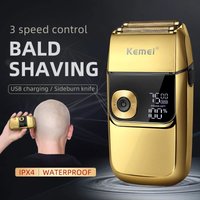 Kemei Electric Shavers for Men All Metal 2 in 1 Foil Trimmer LED Waterproof Shaving hine 3-Speed Adjustable