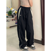 hot selling Spring Retro Solid Loose Drawstring Trousers Casual Joggers Baggy Wide Leg Sweatpants Mid Waist Sporty Y2k Female