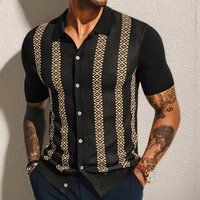 Clothing Summer Striped Jacquard Sweater Short Sleeved Cardigan Casual POLO Shirt SY0141