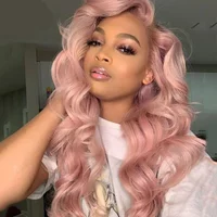 HD Transparent Lace Closure Brazilian Hair Wigs Pink Lace Front Wig On Sale
