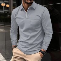 Clothing Autumn Polo Shirt Zipper Pocket Long Sleeved Sports Polo Shirt