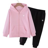 Hooded Jacket & Pants Set US Print Casual Outfit & Spring Fall Two Piece Set