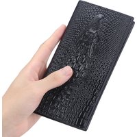 Men’s Long Wallet, Personalized Design Crocodile Head Multi-card Slot Zipper Business Wallet