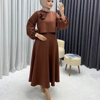 Clothing Fashion Loose Lantern Long Sleeved Flower Top Dress Skirt Two Piece Set