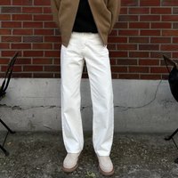 High Street & White Wide Leg Jeans – Retro Straight Fit Relaxed Cotton Denim Everyday Wear