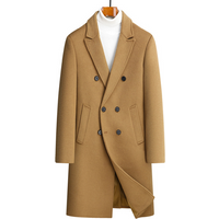 Clothing Autumn winter sheep woolen coat long double breasted woolen coat casual suit collar coat jacket