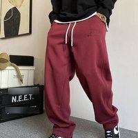 Men's Clothing "Bordeaux Monarch Sweatpants – Plus-Size Lounge Kings With Street Cred"