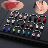 Stainless Steel Fashion C Stick Shambhala Drill Ball Body Jewelry Helix Piercing Ear Eyebrow Nose Lip Captive Rings
